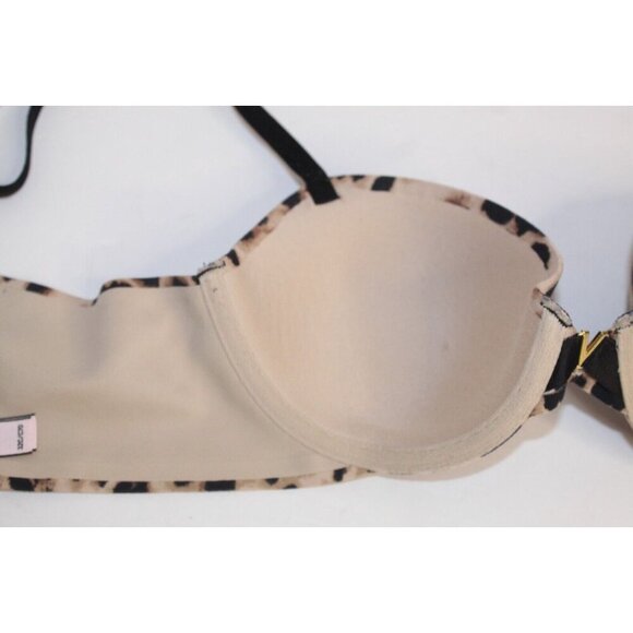 Victoria Secret Lined Demi 32 C Animal Print Preppy Y2K Wired Padded Push Up Bra - Picture 6 of 10